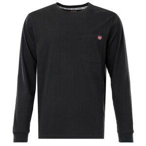 New Men's Wrangler Workwear Heavyweight Long Sleeve Pen Pocket Tee Size M Black